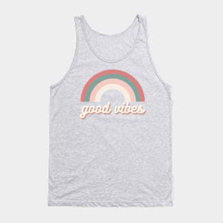 good vibes rainbow retro trendy text Tank Top